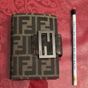 Fendi Black and Brown Logo Wallet